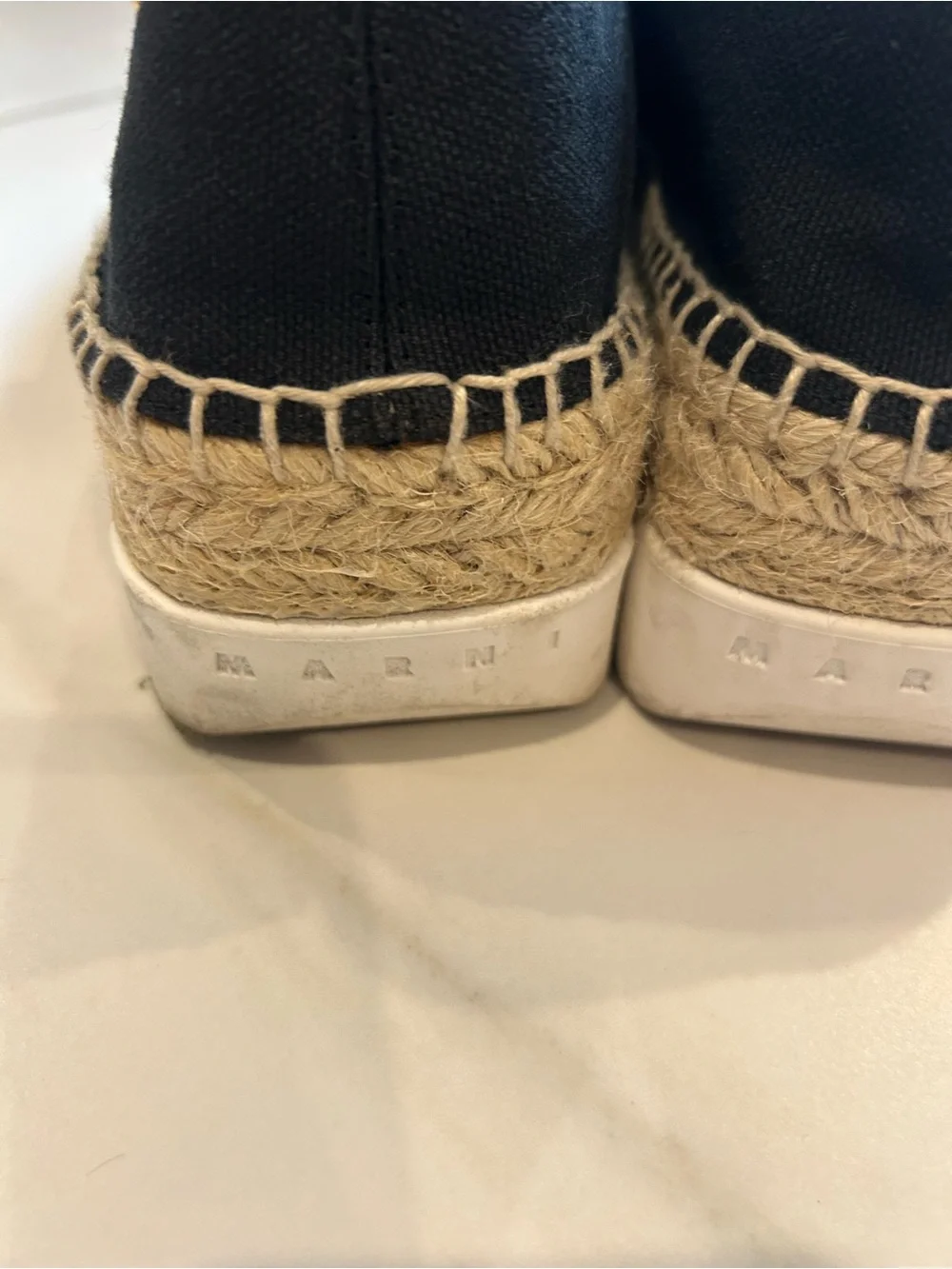 Marni Black Espadrille Mary Jane Flats with Gold Buckles